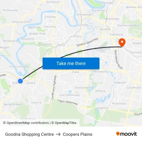 Goodna Shopping Centre to Coopers Plains map