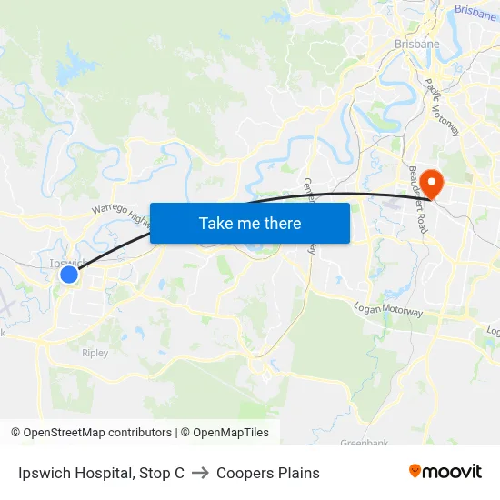 Ipswich Hospital, Stop C to Coopers Plains map