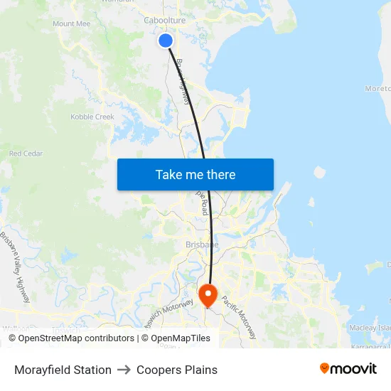 Morayfield Station to Coopers Plains map