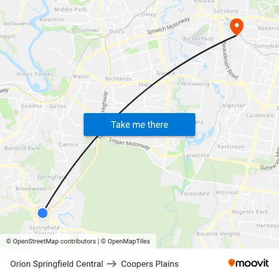Orion Springfield Central to Coopers Plains map