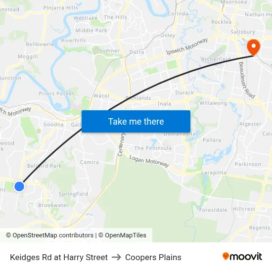 Keidges Rd at Harry Street to Coopers Plains map