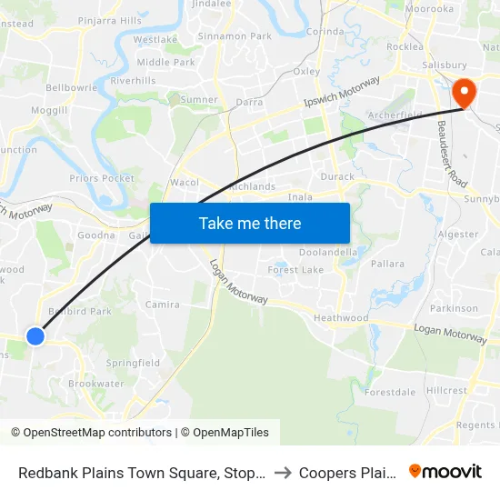 Redbank Plains Town Square, Stop B to Coopers Plains map