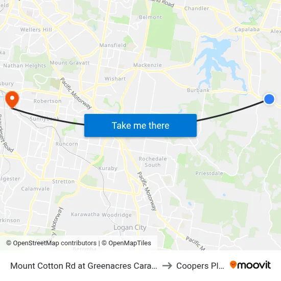 Mount Cotton Rd at Greenacres Caravan Park to Coopers Plains map
