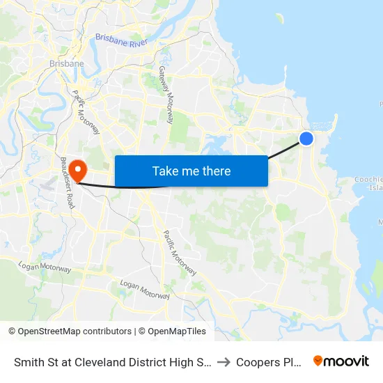 Smith St at Cleveland District High School to Coopers Plains map