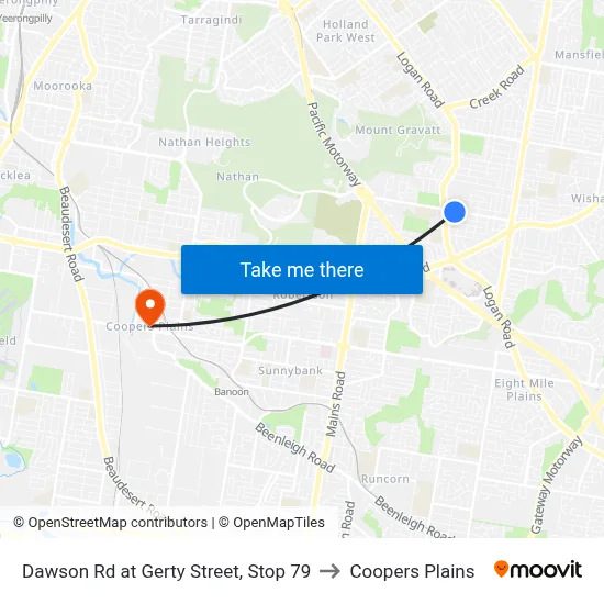 Dawson Rd at Gerty Street, Stop 79 to Coopers Plains map