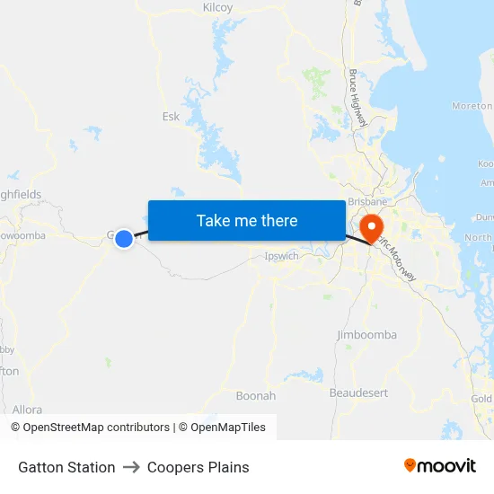 Gatton Station to Coopers Plains map