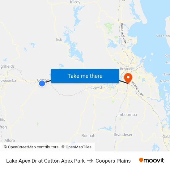 Lake Apex Dr at Gatton Apex Park to Coopers Plains map