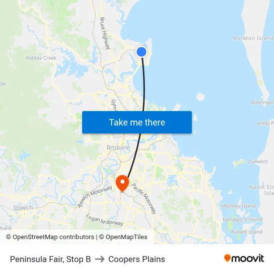 Peninsula Fair, Stop B to Coopers Plains map