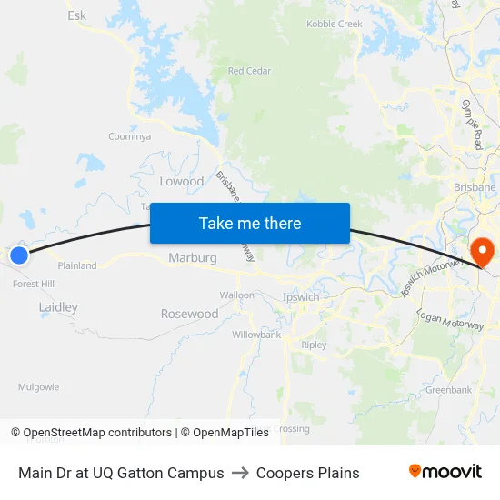 Main Dr at UQ Gatton Campus to Coopers Plains map