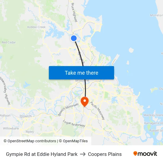Gympie Rd at Eddie Hyland Park to Coopers Plains map
