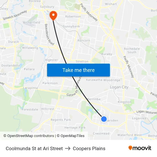 Coolmunda St at Ari Street to Coopers Plains map