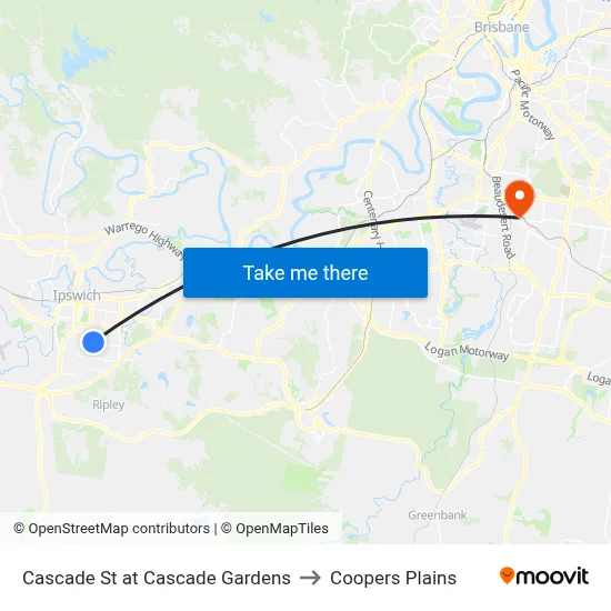 Cascade St at Cascade Gardens to Coopers Plains map