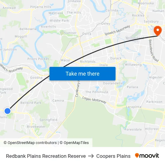 Redbank Plains Recreation Reserve to Coopers Plains map