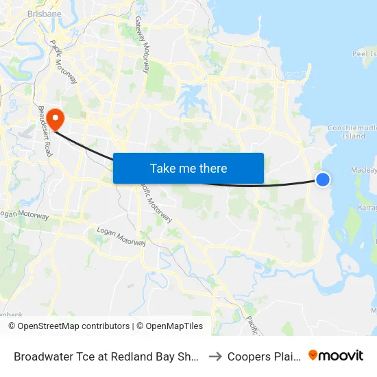 Broadwater Tce at Redland Bay Shops to Coopers Plains map