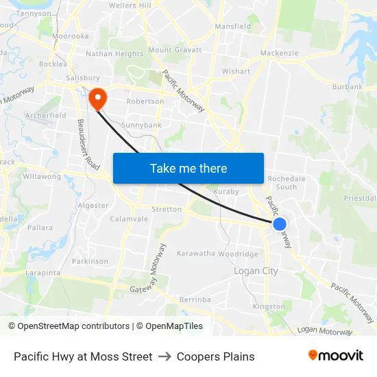 Pacific Hwy at Moss Street to Coopers Plains map