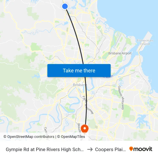 Gympie Rd at Pine Rivers High School to Coopers Plains map