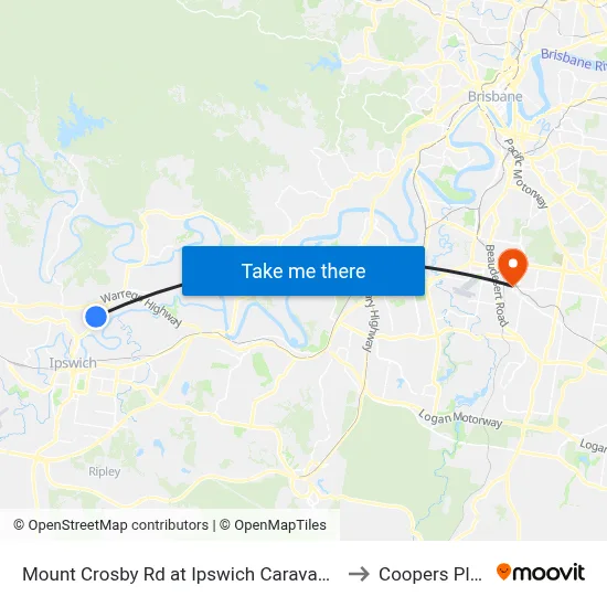 Mount Crosby Rd at Ipswich Caravan Village to Coopers Plains map