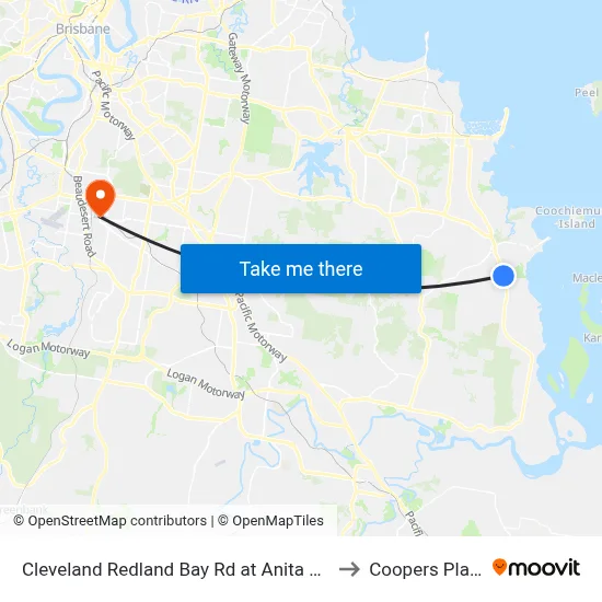 Cleveland Redland Bay Rd at Anita Street to Coopers Plains map