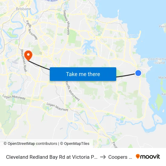 Cleveland Redland Bay Rd at Victoria Point High School to Coopers Plains map