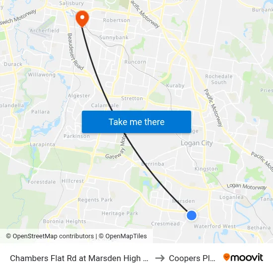 Chambers Flat Rd at Marsden High School to Coopers Plains map
