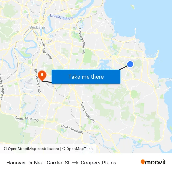 Hanover Dr Near Garden St to Coopers Plains map