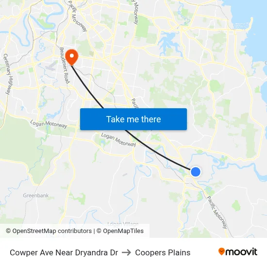 Cowper Ave Near Dryandra Dr to Coopers Plains map