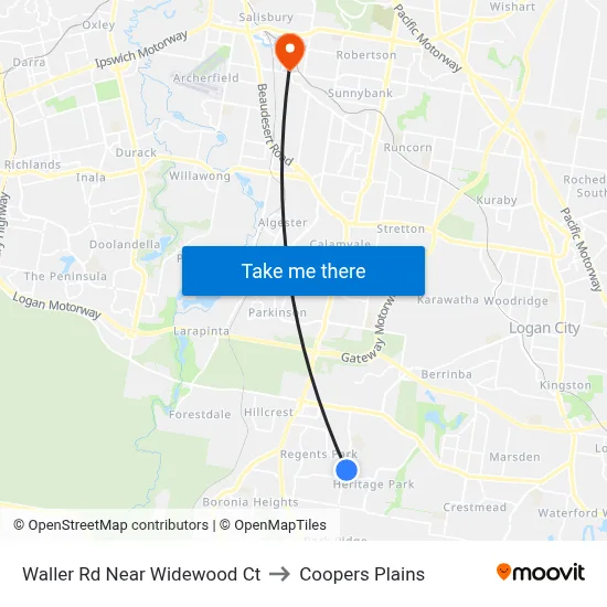Waller Rd Near Widewood Ct to Coopers Plains map