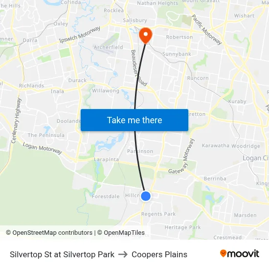 Silvertop St at Silvertop Park to Coopers Plains map