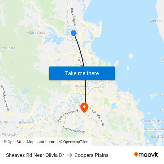 Sheaves Rd Near Olivia Dr to Coopers Plains map