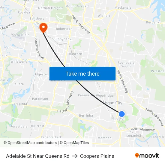 Adelaide St Near Queens Rd to Coopers Plains map