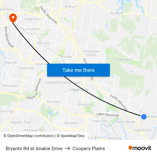 Bryants Rd at Anakie Drive to Coopers Plains map