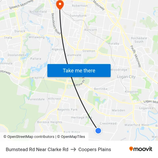 Bumstead Rd Near Clarke Rd to Coopers Plains map