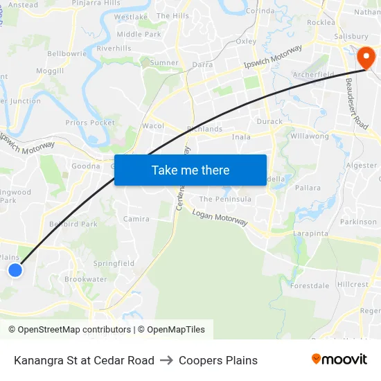 Kanangra St at Cedar Road to Coopers Plains map