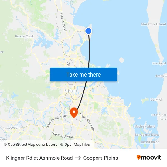 Klingner Rd at Ashmole Road to Coopers Plains map