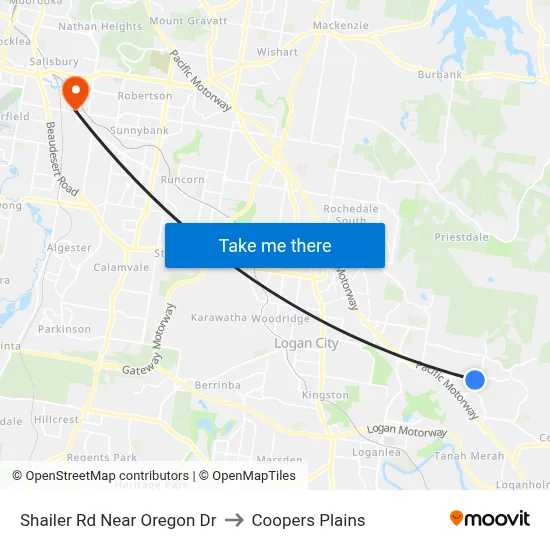 Shailer Rd Near Oregon Dr to Coopers Plains map