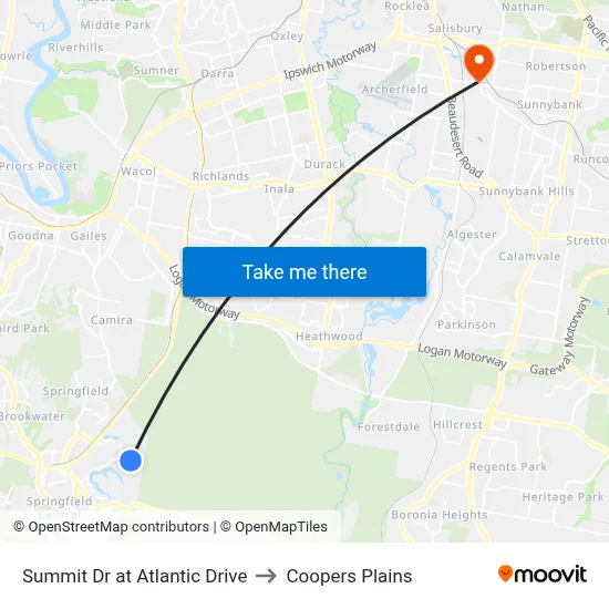 Summit Dr at Atlantic Drive to Coopers Plains map