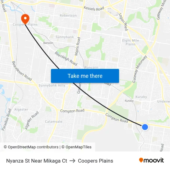 Nyanza St Near Mikaga Ct to Coopers Plains map