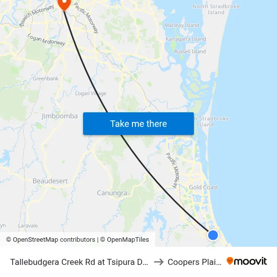 Tallebudgera Creek Rd at Tsipura Drive to Coopers Plains map