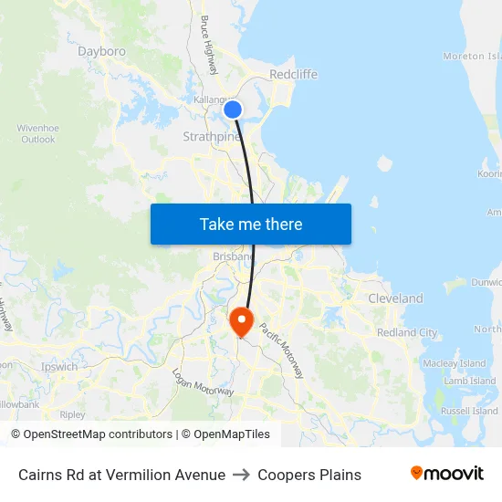 Cairns Rd at Vermilion Avenue to Coopers Plains map