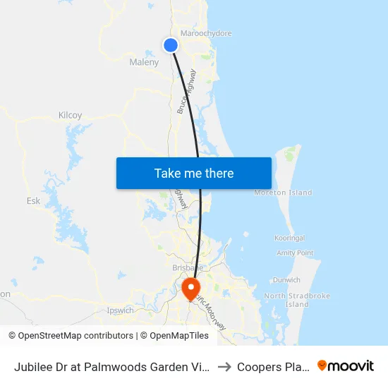 Jubilee Dr at Palmwoods Garden Village to Coopers Plains map