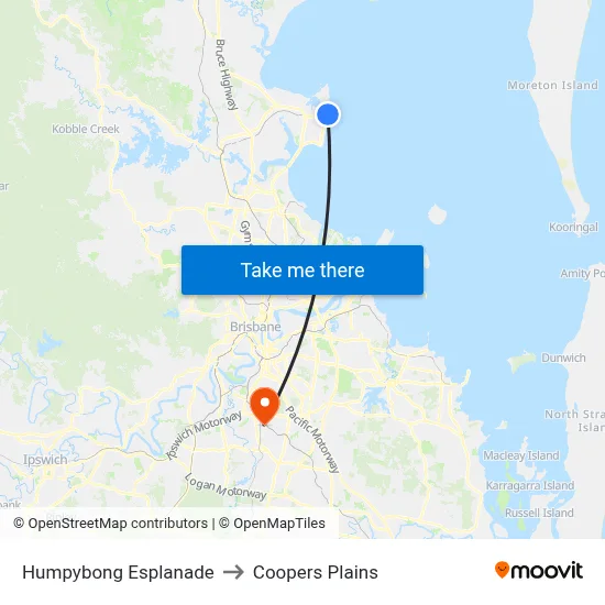 Humpybong Esplanade to Coopers Plains map