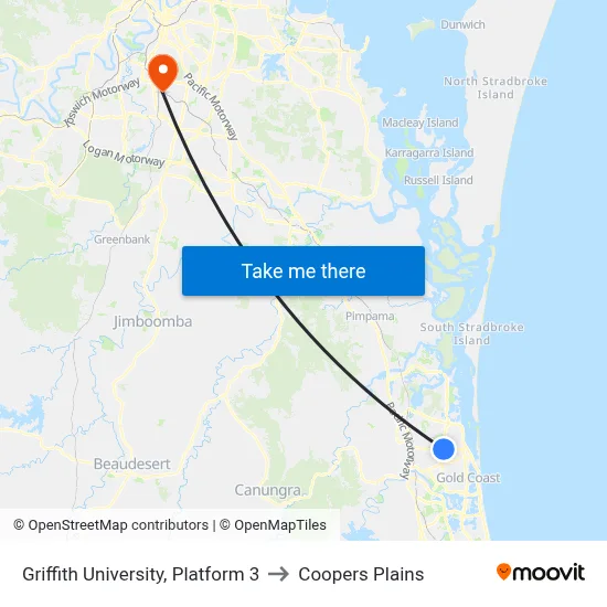 Griffith University, Platform 3 to Coopers Plains map