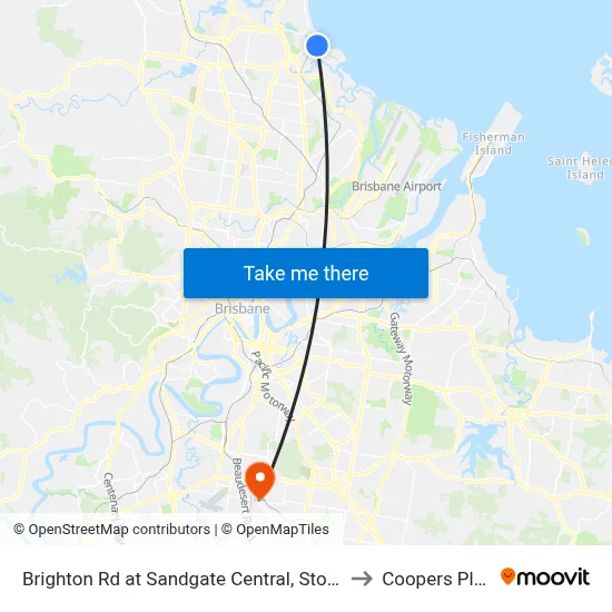 Brighton Rd at Sandgate Central, Stop 34/33 to Coopers Plains map