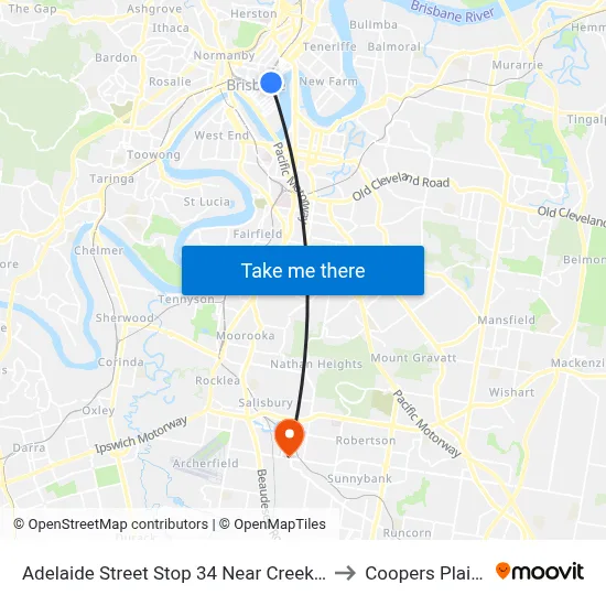 Adelaide Street Stop 34 Near Creek St to Coopers Plains map