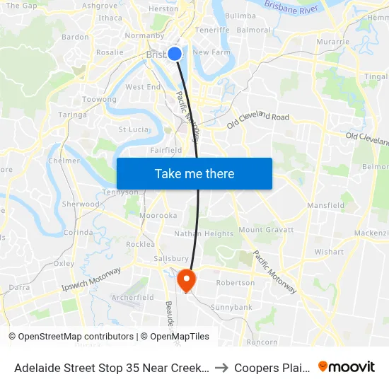 Adelaide Street Stop 35 Near Creek St to Coopers Plains map
