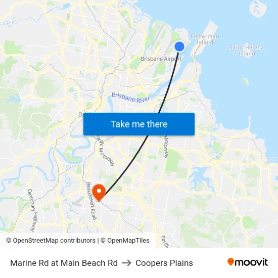 Marine Rd at Main Beach Rd to Coopers Plains map