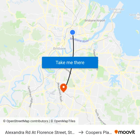 Alexandra Rd At Florence Street, Stop 29 to Coopers Plains map
