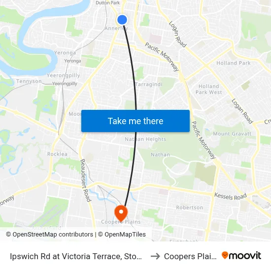 Ipswich Rd at Victoria Terrace, Stop 17 to Coopers Plains map