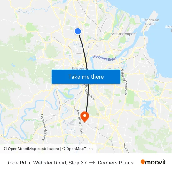 Rode Rd at Webster Road, Stop 37 to Coopers Plains map