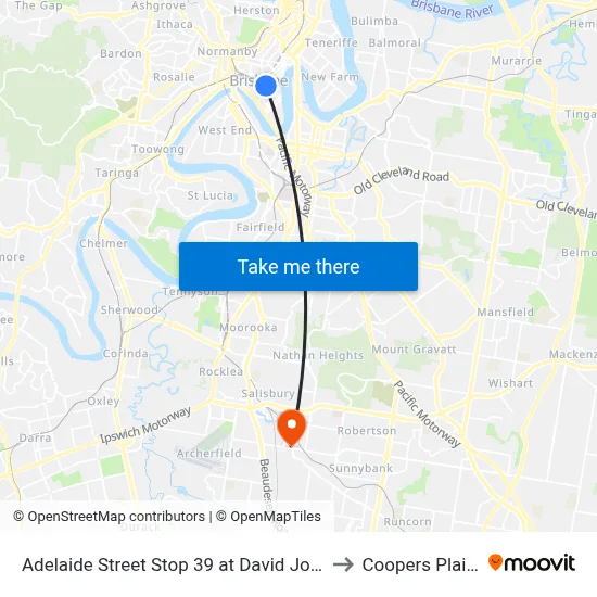 Adelaide Street Stop 39 at David Jones to Coopers Plains map